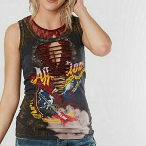 AFFLICTION Where Eagles Dare Split Tsnk Too S NWT